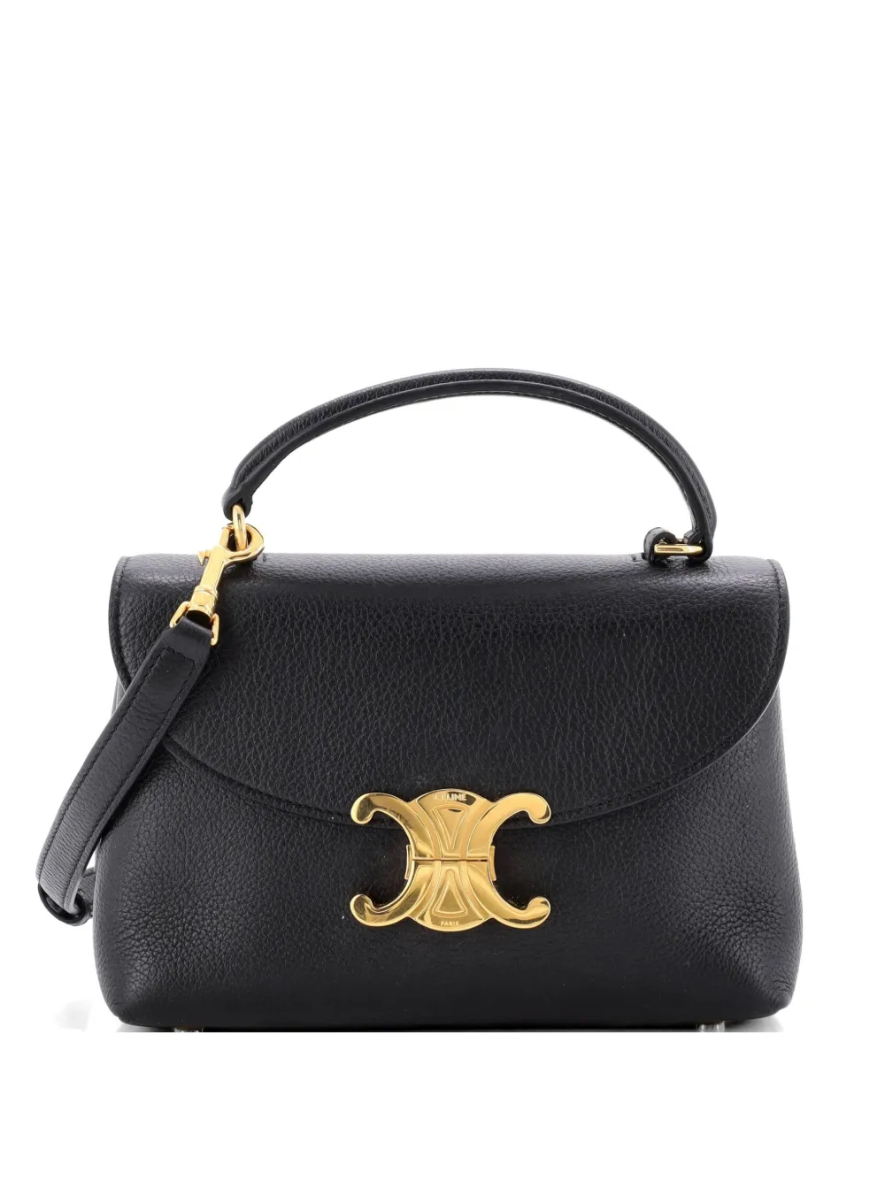 Pre-owned Celine Nino Top Handle Bag Leather Teen Satchel In Black