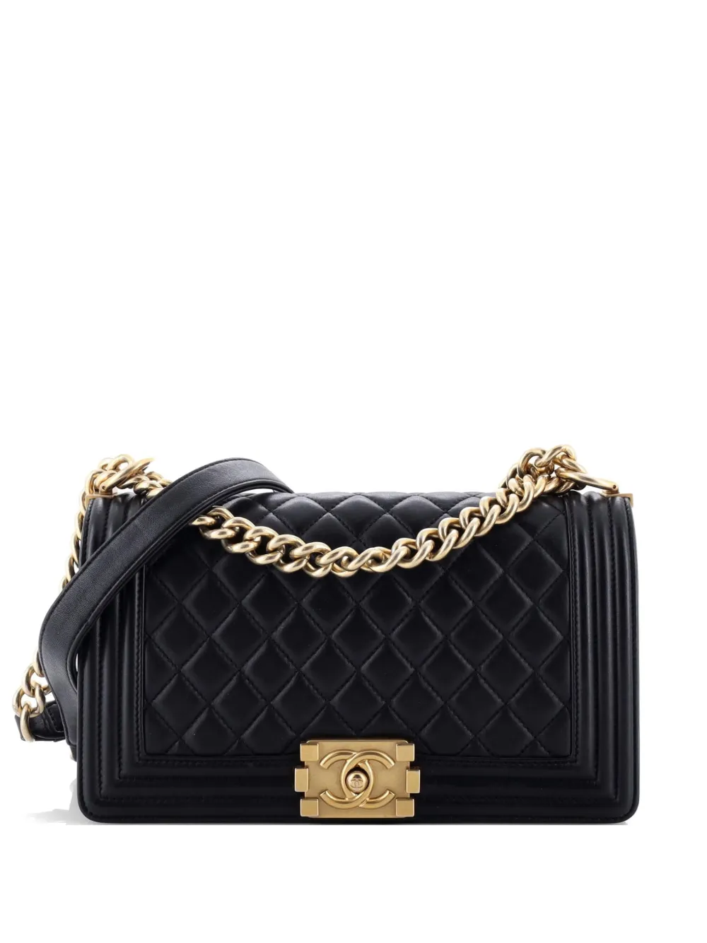 CHANEL Pre-Owned Boy Flap Bag Quilted Lambskin Old Medium shoulder bag - Nero