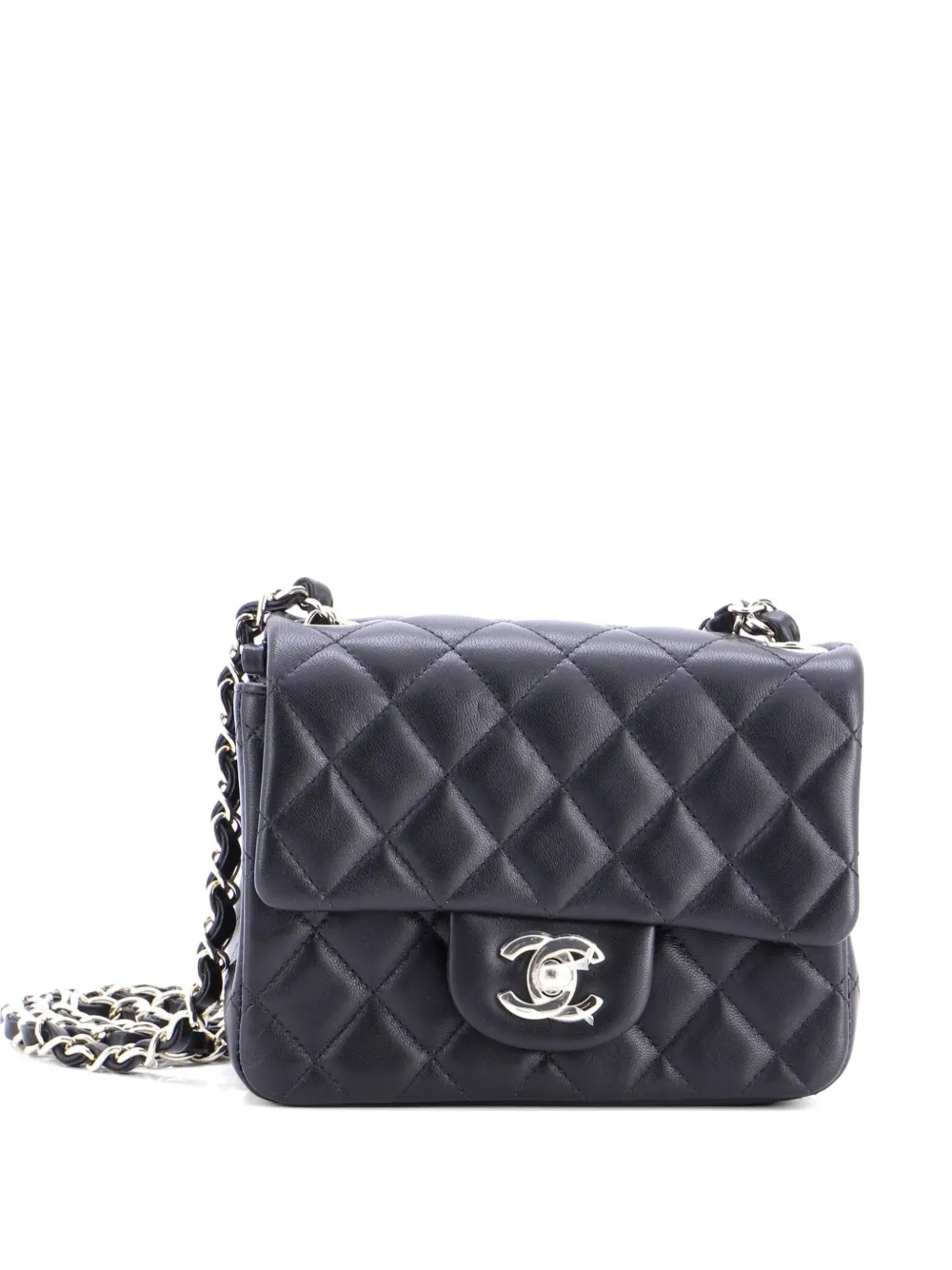 CHANEL Pre-Owned Square Classic Single Flap Bag Quilted Lambskin Mini crossbody bag - Nero