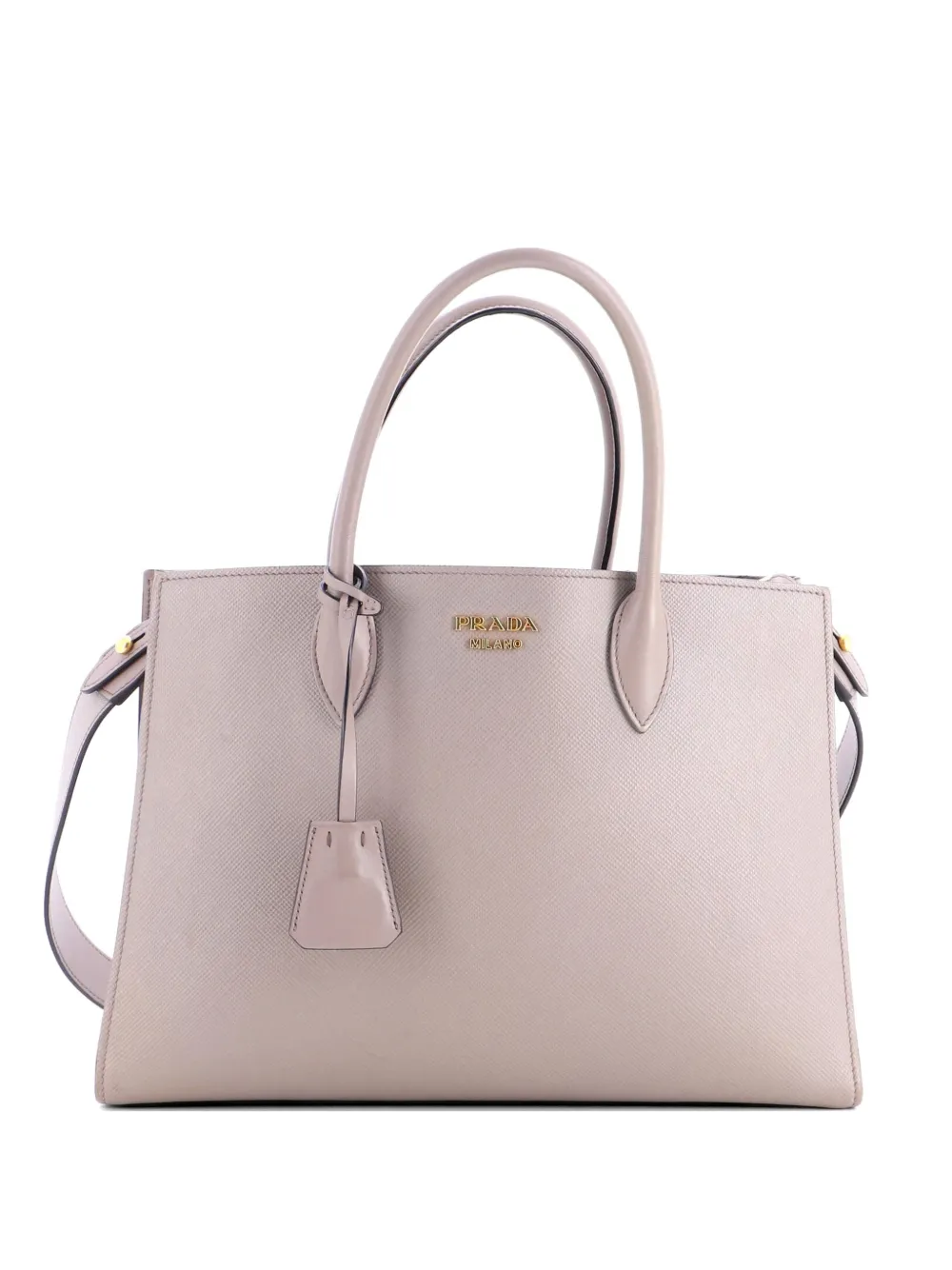 Prada Pre-Owned Borsa tote grande Side Pleat in pelle Saffiano - Grigio