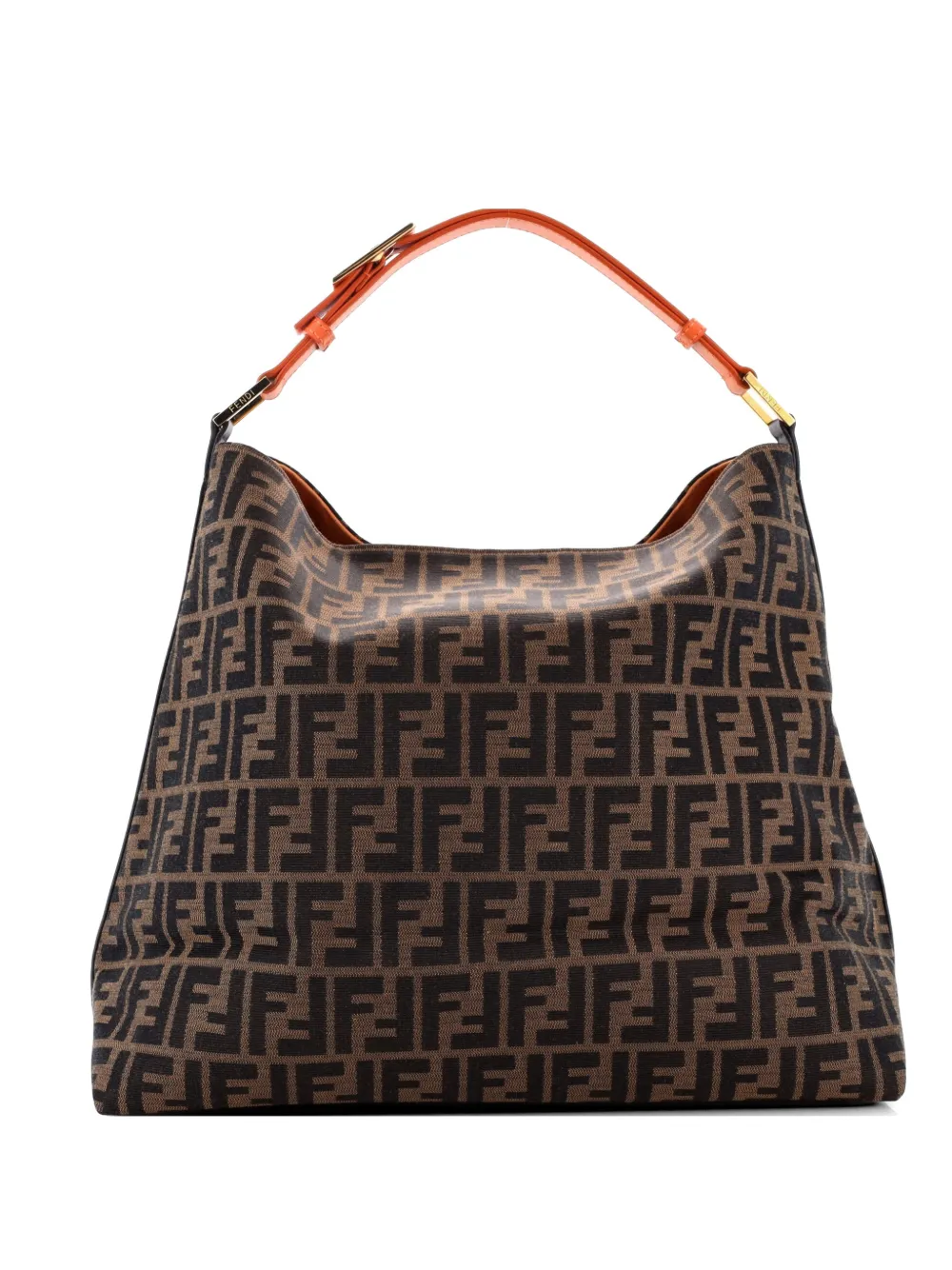 Fendi Pre-Owned Buckle Strap Zucca Canvas Large hobo bag - Brown