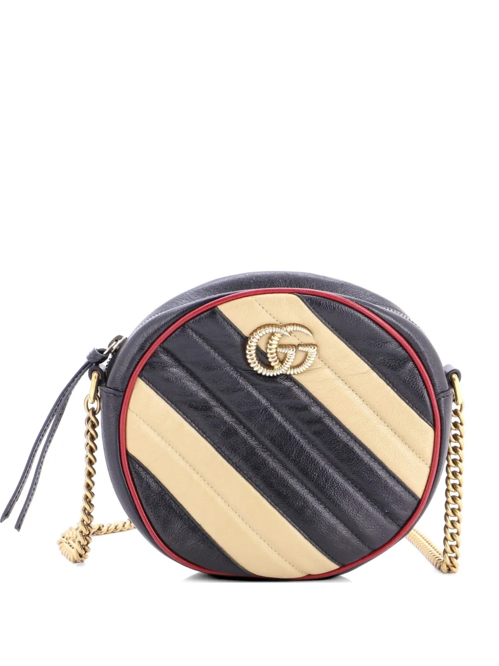 Gucci Pre-Owned GG Marmont Round Shoulder Bag Diagonal Quilted Leather Mini crossbody bag - Nero