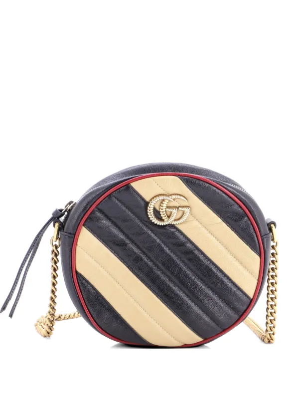 Gucci Pre-owned GG Marmont Round Shoulder Bag Diagonal Quilted Leather Mini Crossbody Bag in Black