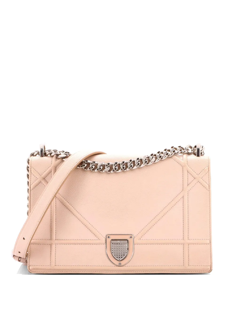 Christian Dior Pre-Owned Diorama Flap Bag Grained Calfskin Medium crossbody bag - Nude