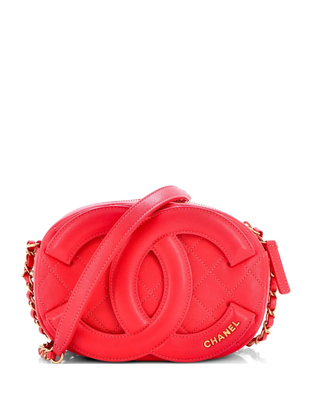 CHANEL Pre-Owned Coco Midnight Camera Case Quilted Lambskin Small crossbody bag - Rosso