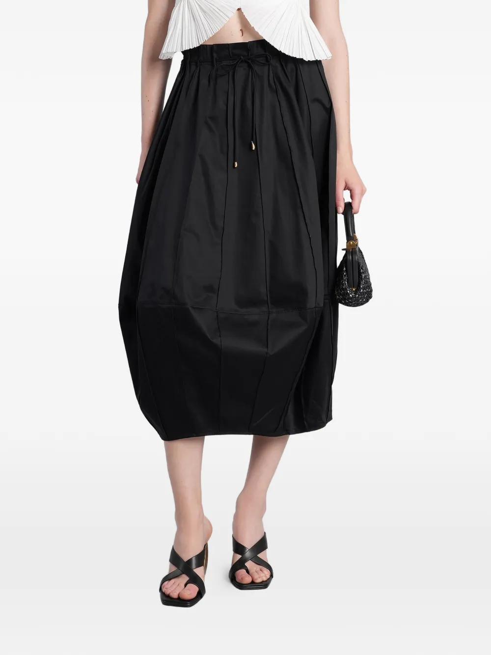 Cult Gaia Rivena drawstring-waist panelled midi skirt - Nero