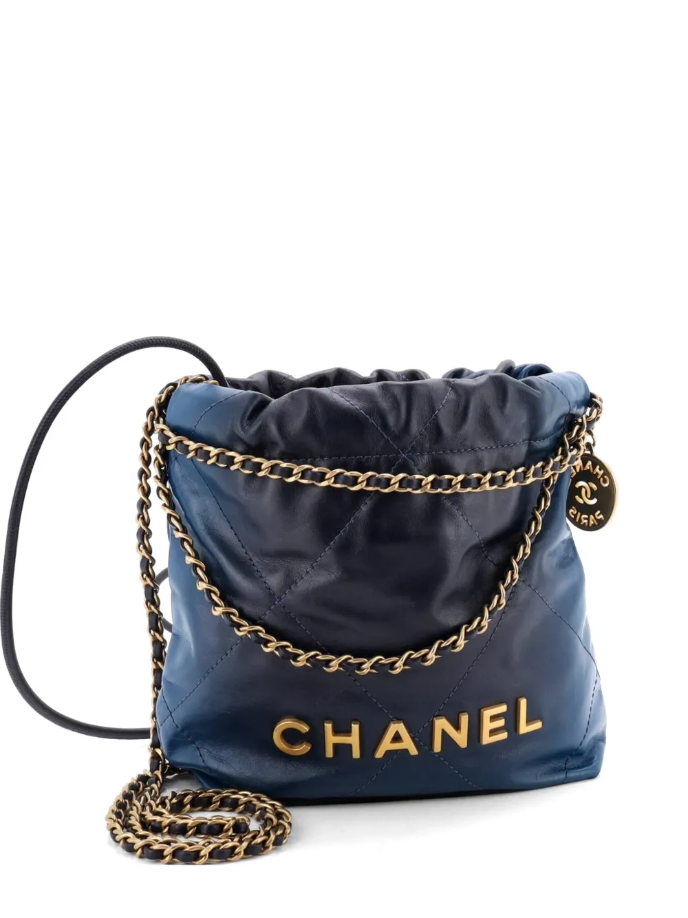 CHANEL Pre-Owned 22 Chain Hobo Quilted Shaded Calfskin Mini crossbody bag - Blue