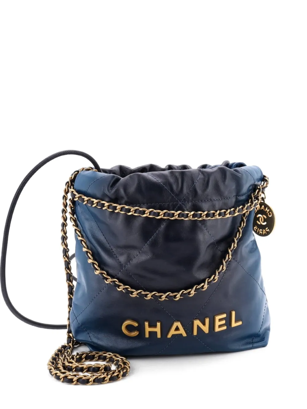 CHANEL Pre-Owned 22 Chain Hobo Quilted Shaded Calfskin Mini crossbody bag - Blu