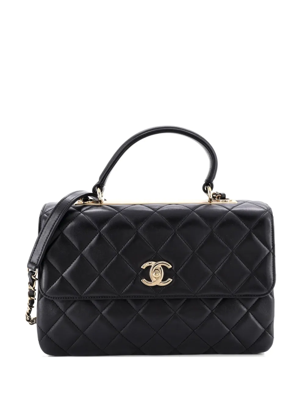 CHANEL Pre-Owned Trendy CC Top Handle Bag Quilted Lambskin Medium satchel - Nero