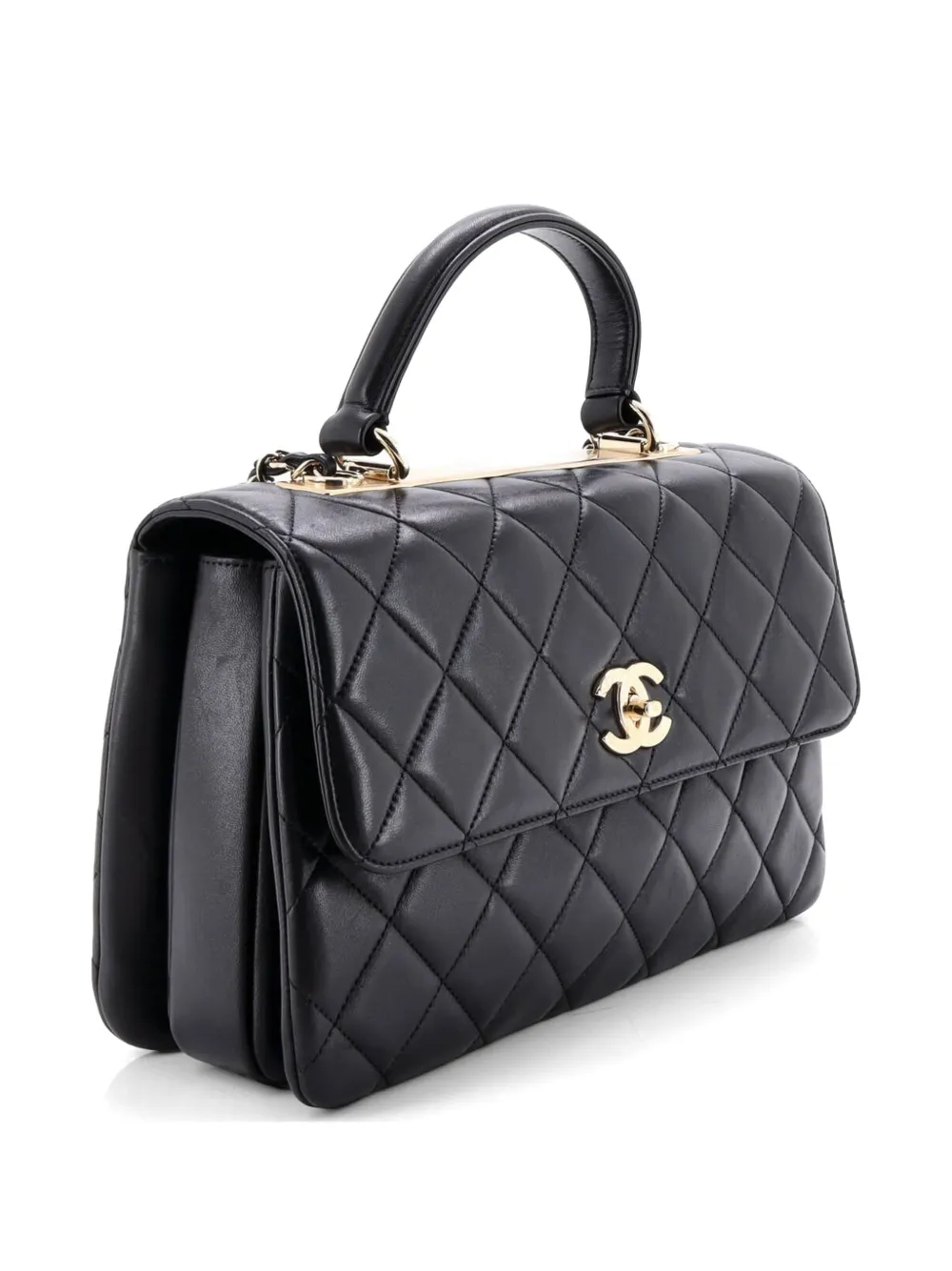  Chanel Pre-owned Bolso Satchel Trendy Cc De Piel De Borrego Con Asa En El Tope Y Diseño Acolchado - Negro 