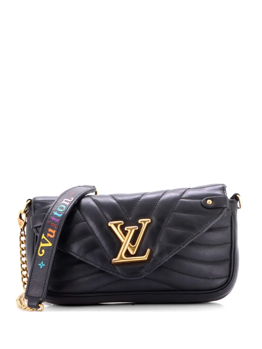 Louis Vuitton Pre-Owned New Wave Chain Pochette Quilted Leather clutch bag - Black