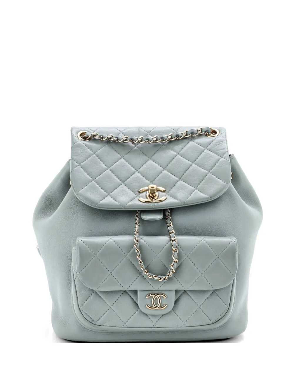 CHANEL Pre-Owned Duma Drawstring Quilted Leather Large backpack - Blau