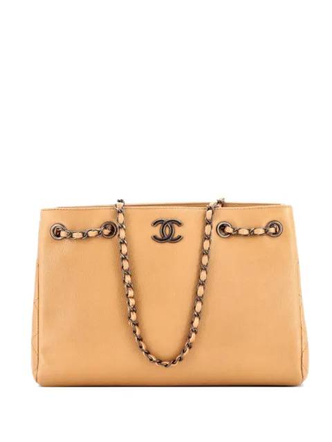CHANEL Pre-Owned tote mediana de piel caviar de cadena tejida