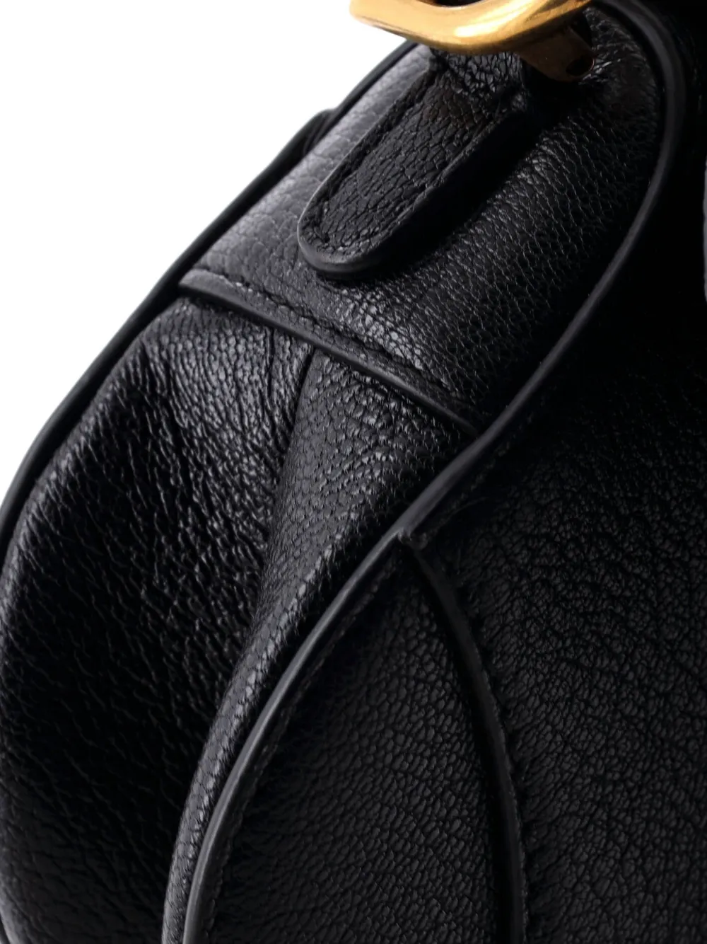 Dior Pre-owned Saddle Handbag with Strap Leather Micro Shoulder Bag in Black, view 5