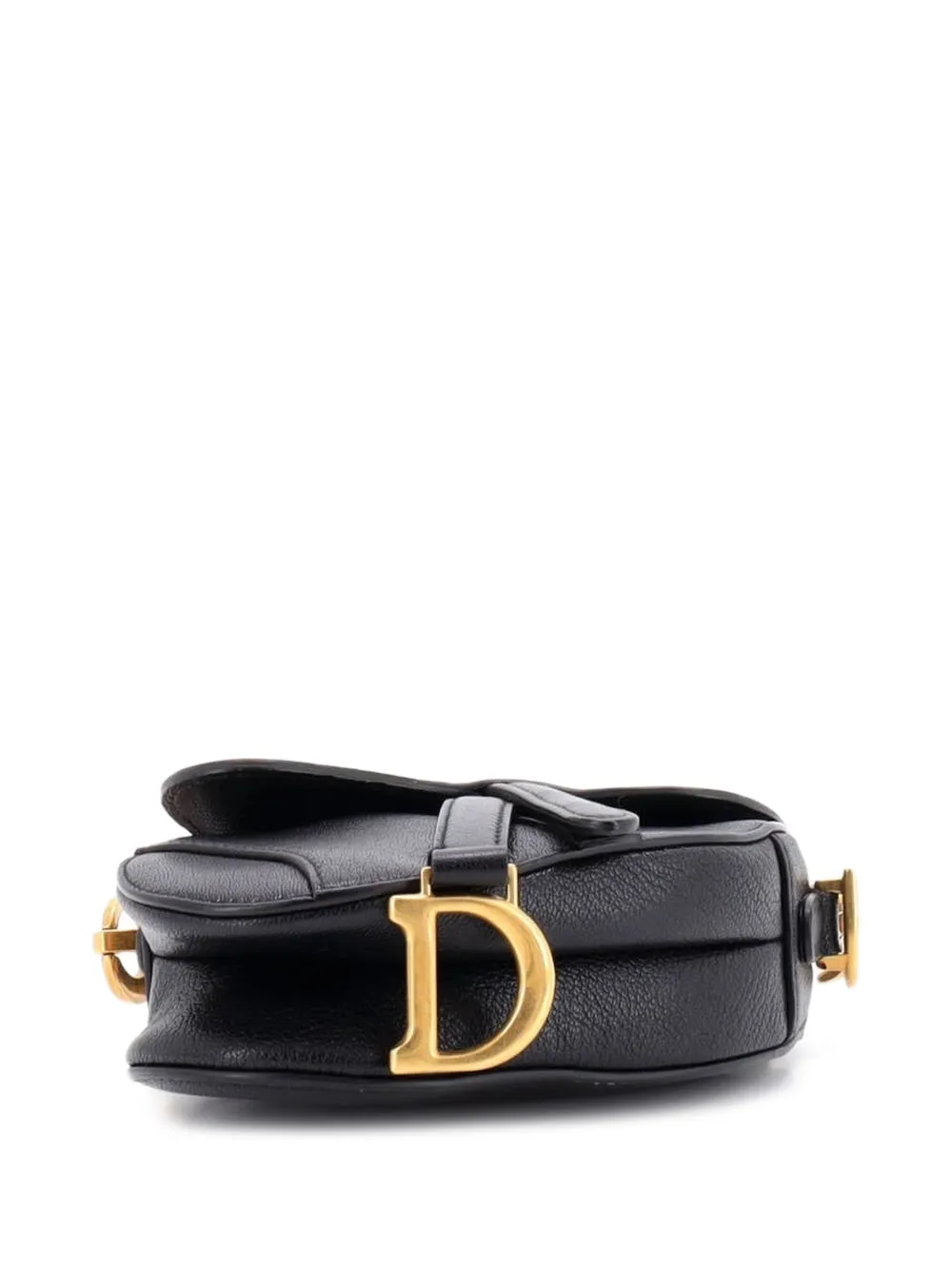 Dior Pre-owned Saddle Handbag with Strap Leather Micro Shoulder Bag in Black, view 4