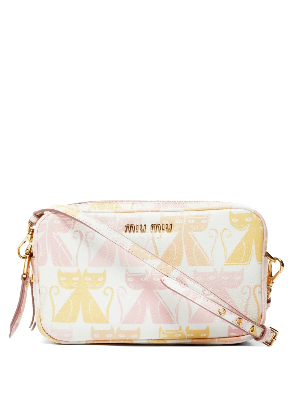 Miu Miu Pre-Owned 2010s Madras Cat leather shoulder bag - Bianco