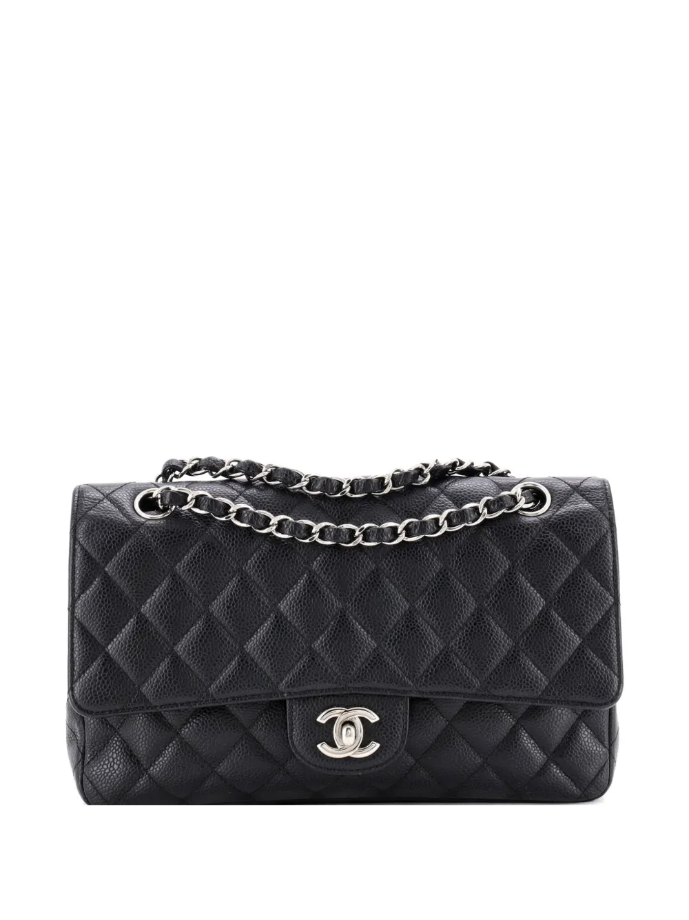 CHANEL Pre-Owned Classic Double Flap Bag Quilted Caviar Medium shoulder bag - Nero