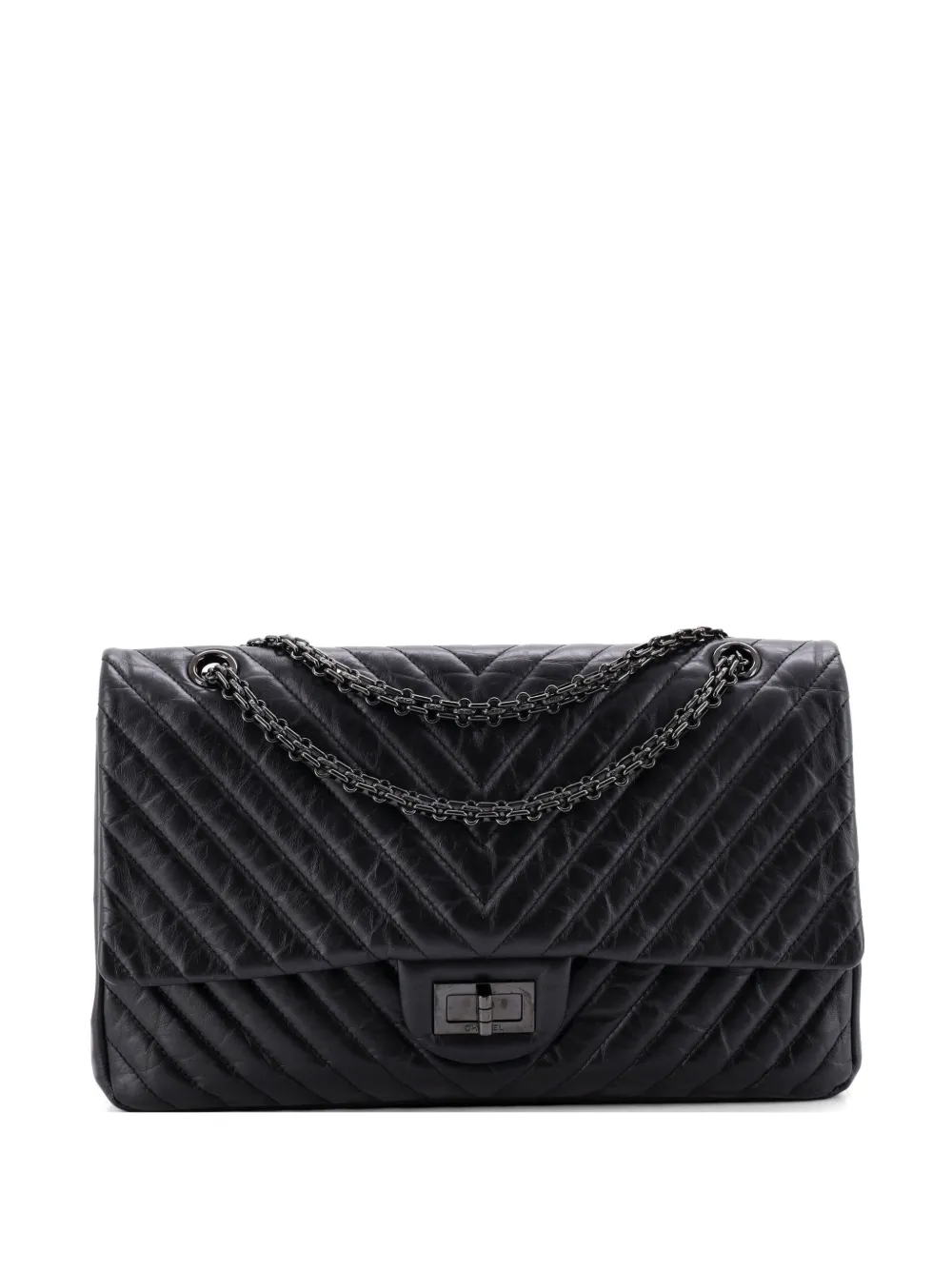CHANEL Pre-Owned So Black Reissue 2.55 Flap Bag Chevron Aged Calfskin 227 shoulder bag - Nero