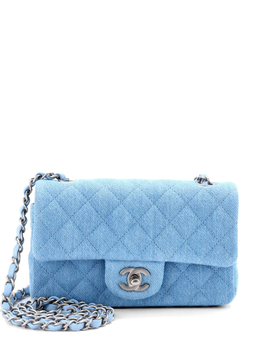CHANEL Pre-Owned Classic Single Flap Bag Quilted Denim Mini shoulder bag - Blu