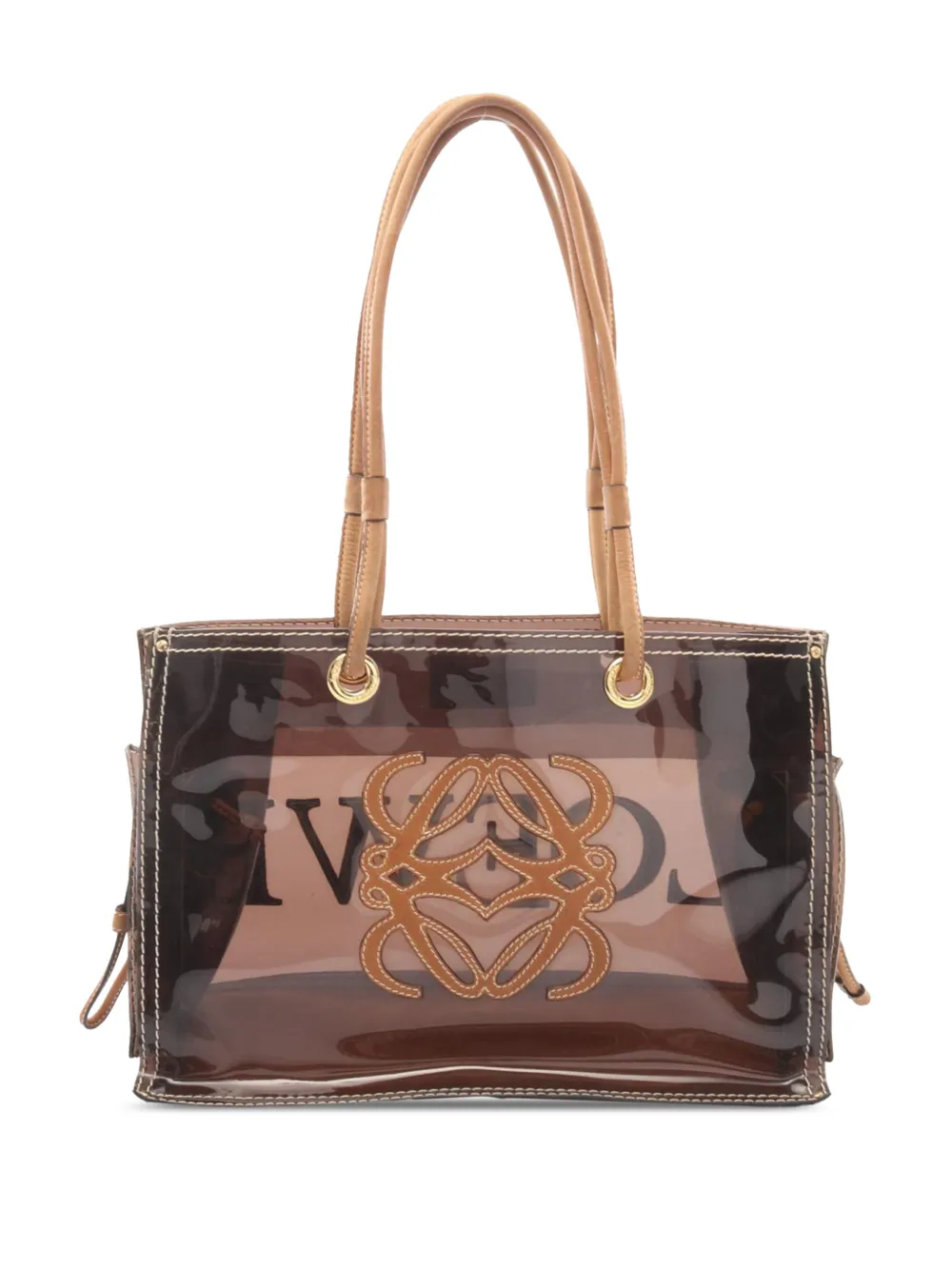 Loewe Pre-Owned 2010-2026 PVC and Leather Anagram tote bag - Brown