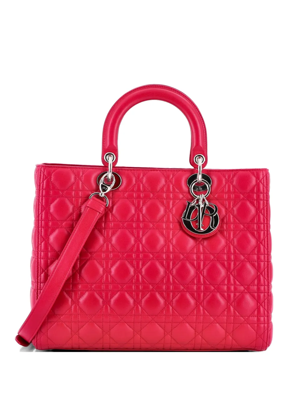 Christian Dior Pre-Owned Borsa tote Lady Dior grande in pelle di agnello trapuntata con motivo Cannage - Rosa