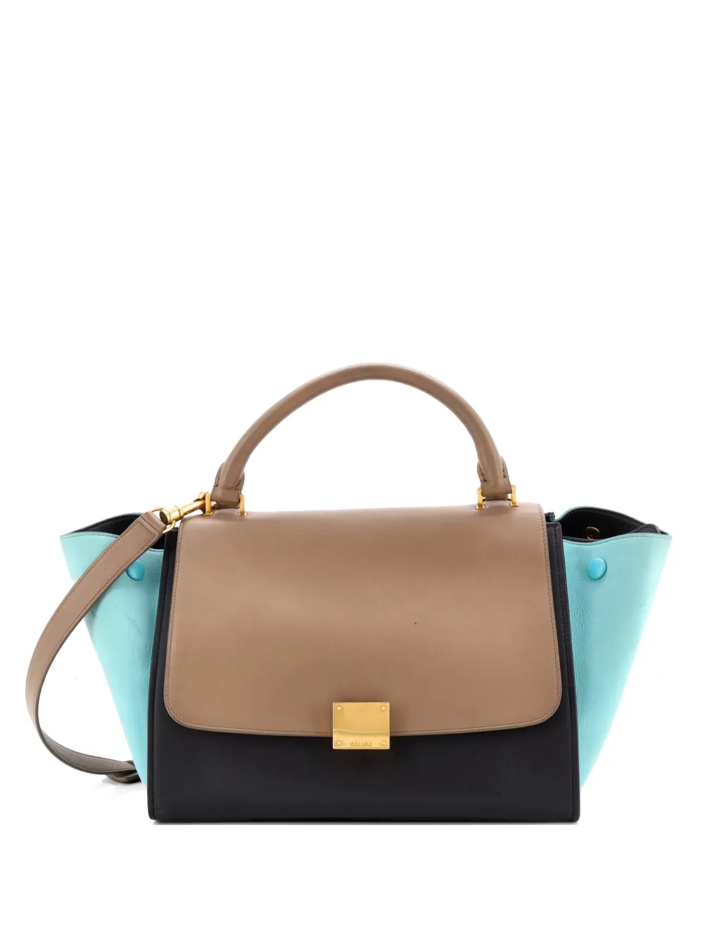 Pre-owned Celine Tricolor Trapeze Bag Leather Small Satchel In Multi