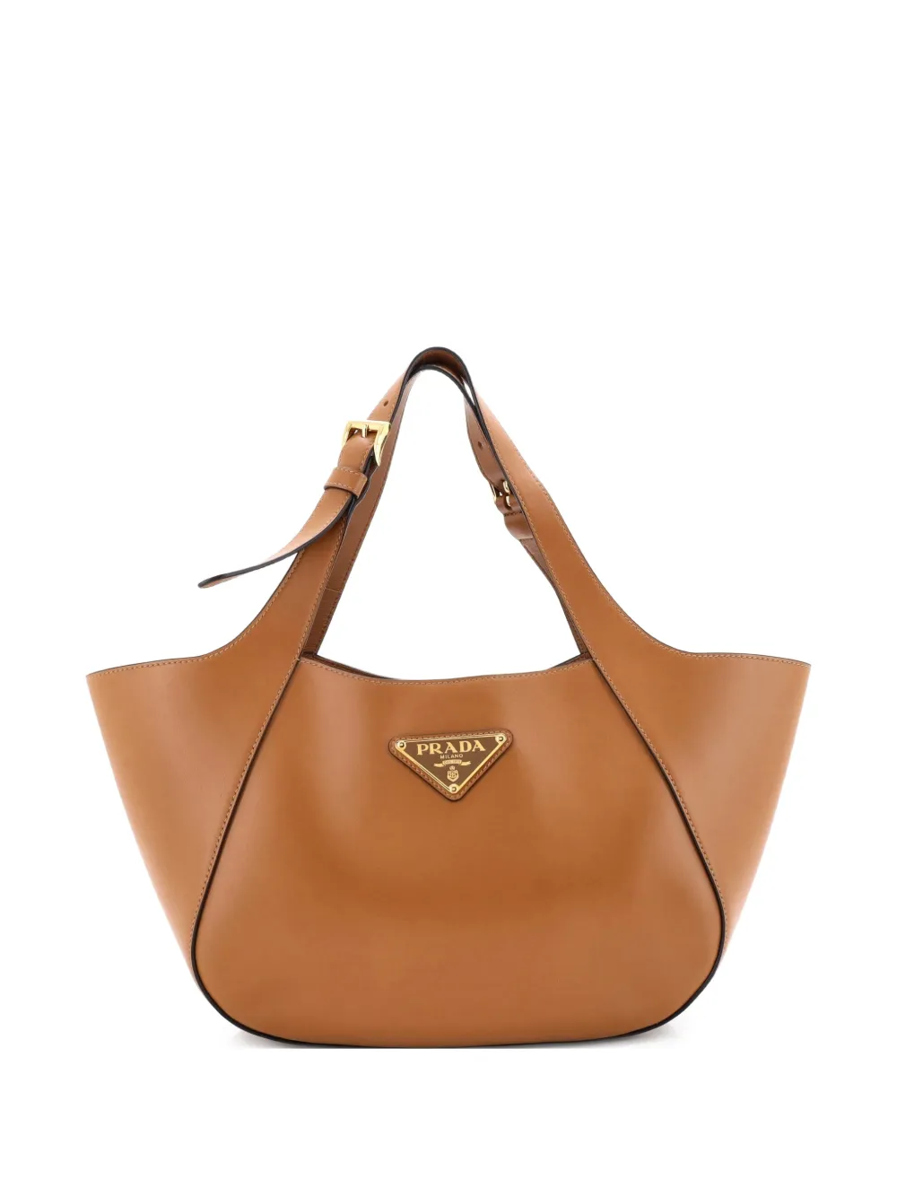 Prada Pre-Owned Triangle Logo Buckle Handle City Calfskin Medium tote bag - Brown