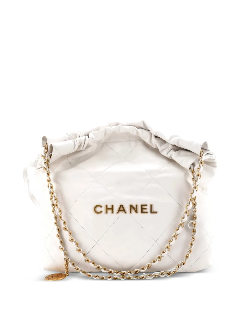CHANEL Pre-Owned 22 Chain Quilted Calfskin Small hobo bag - White