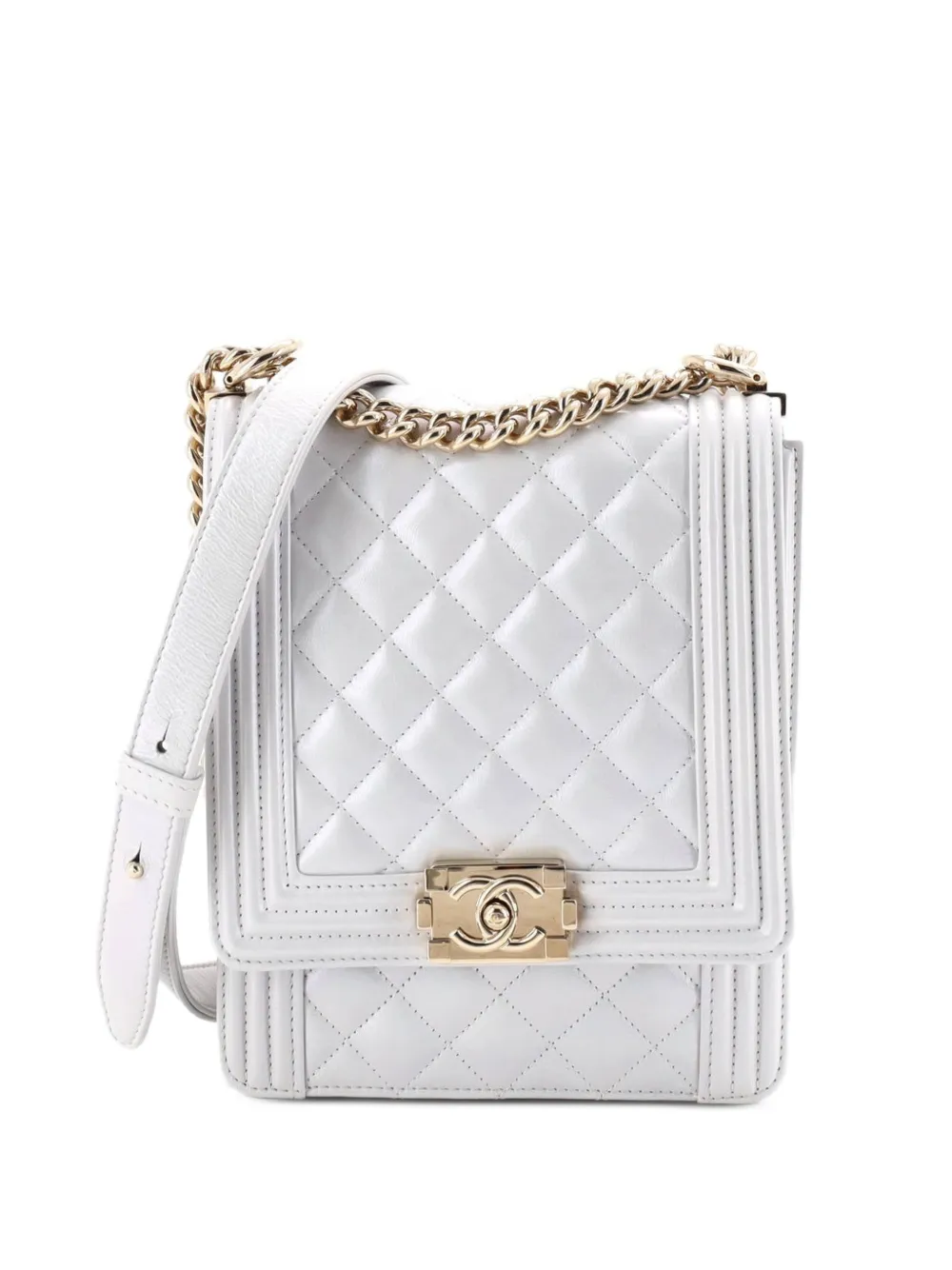 CHANEL Pre-Owned Borsa a tracolla North South Boy - Grigio