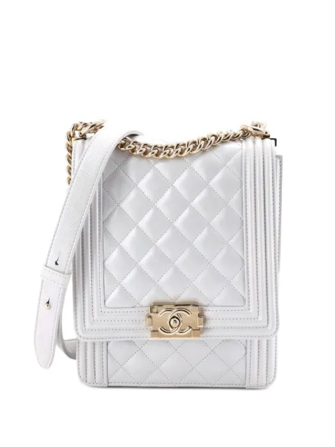 CHANEL Pre-Owned North South Boy Flap Bag Quilted Iridescent Calfskin Small crossbody bag