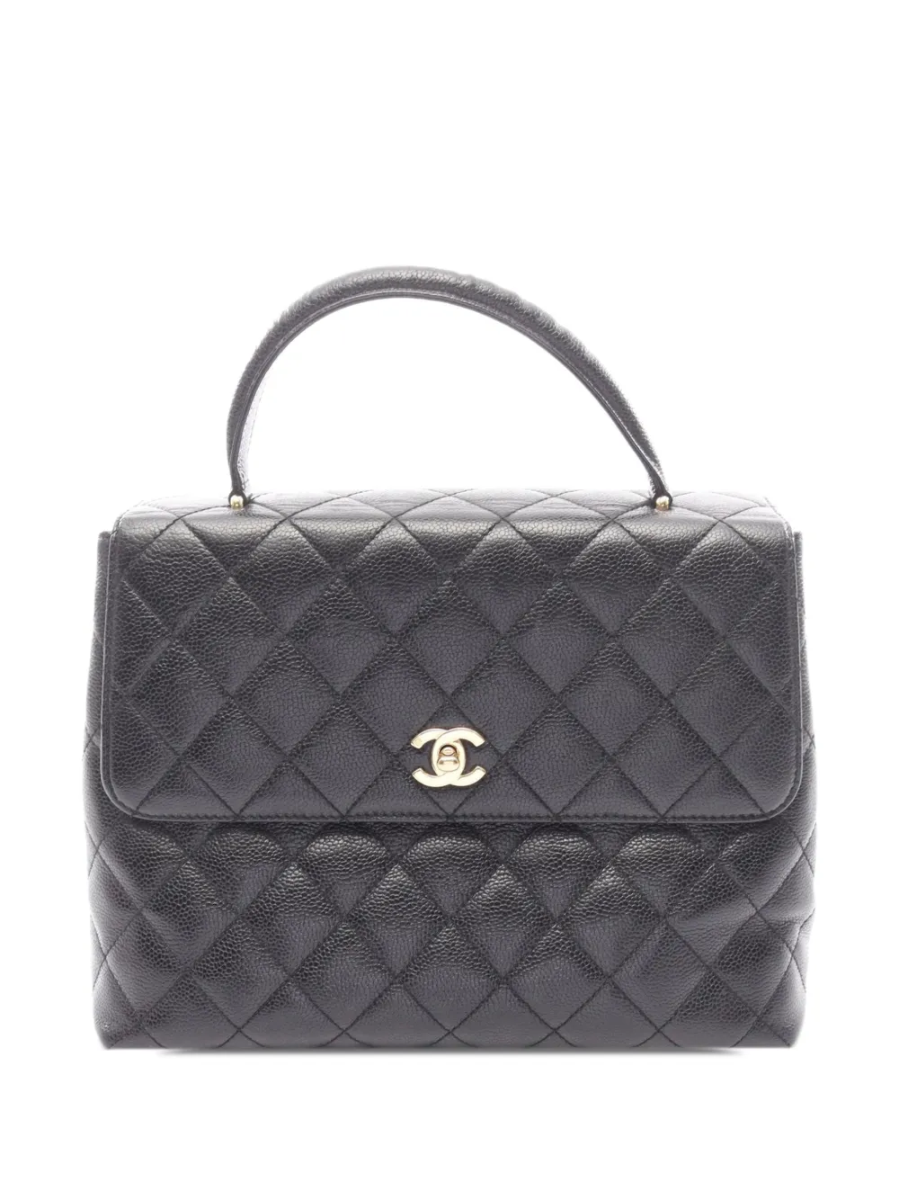 CHANEL Pre-Owned 2000-2002 CC Quilted Caviar Kelly Top Handle Bag handbag - Nero