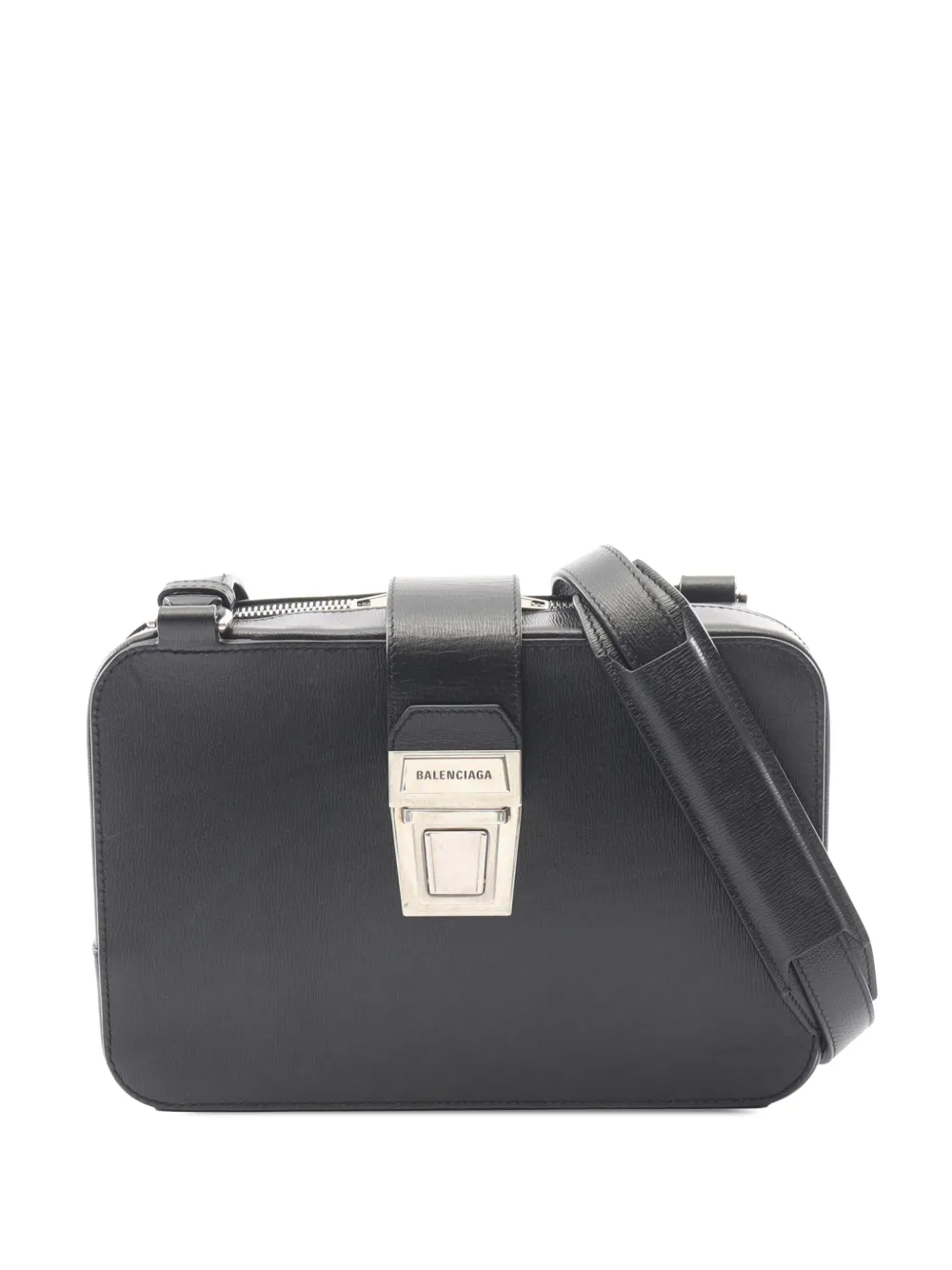 Pre-owned Balenciaga 2010-2026 Leather Tuck Lock Shoulder Bag In Black