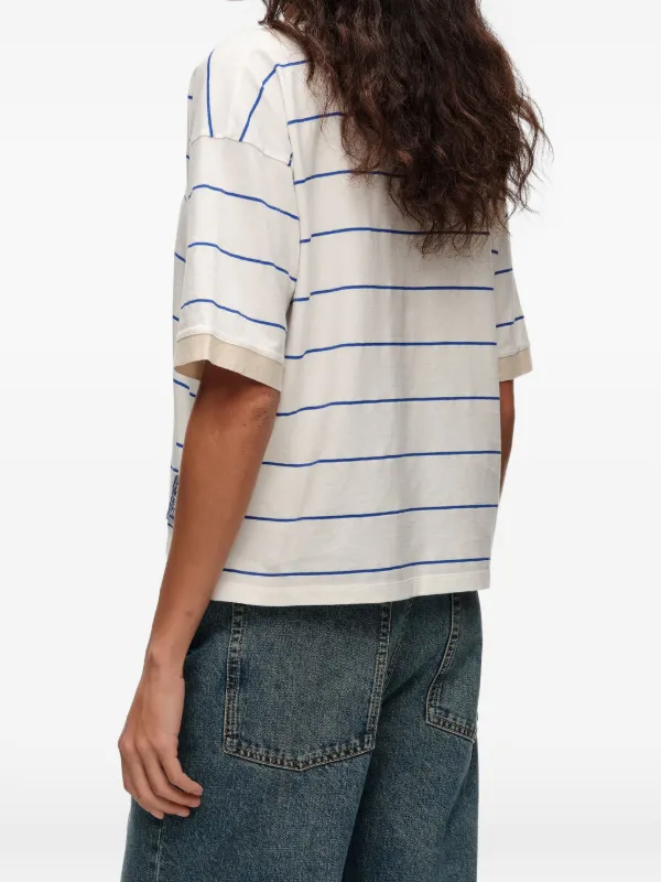 BIMBA Y LOLA Striped logo-patch T-shirt | White | FARFETCH CA