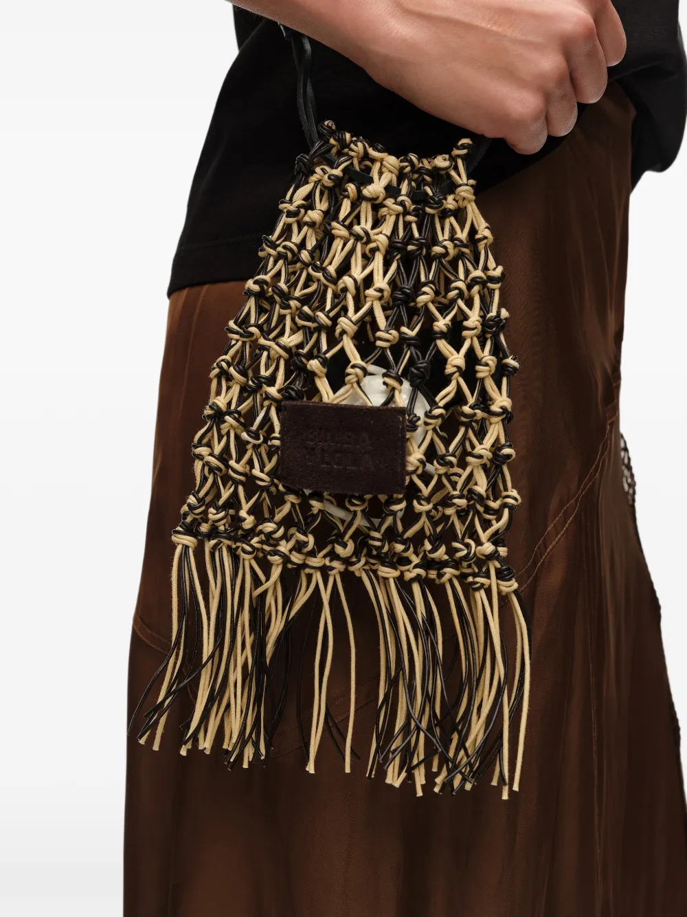 BIMBA Y LOLA Geknoopte bucket-tas met franje Beige