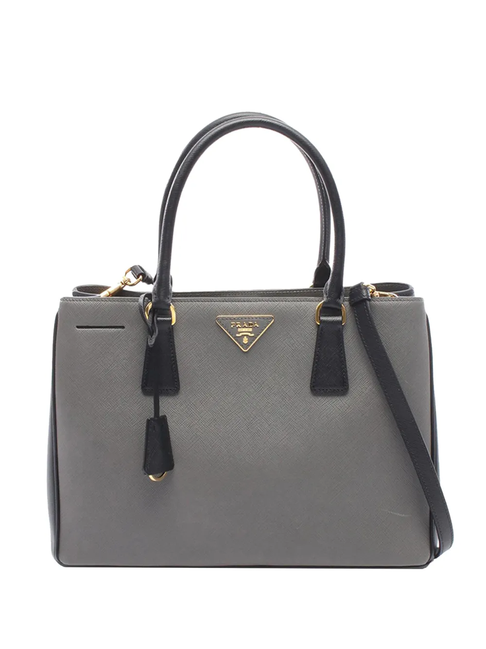 Pre-owned Prada 2010-2026 Saffiano Lux Galleria Satchel In Gray