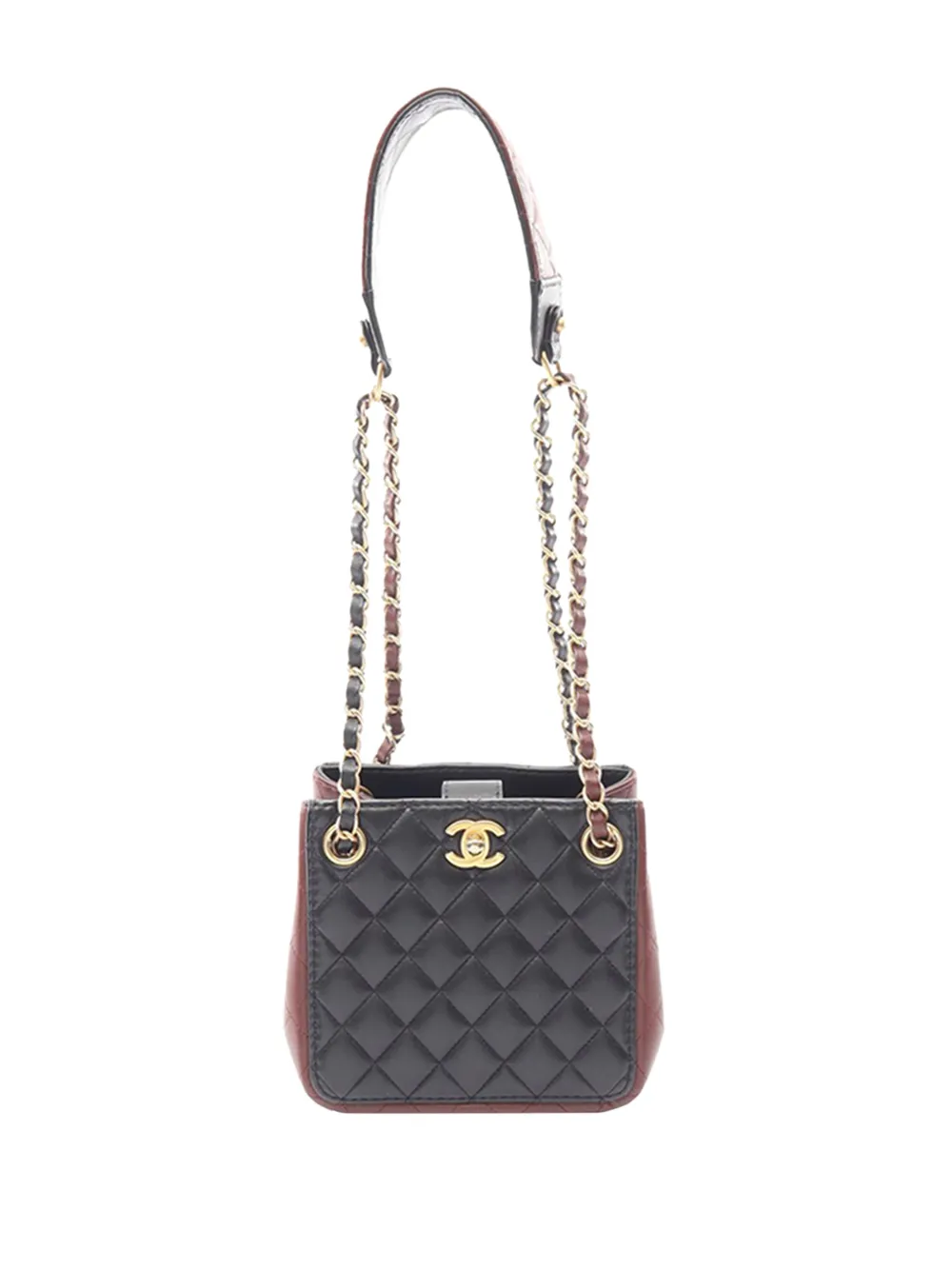 Pre-owned Chanel 2020 Cc Quilted Lambskin Drawstring Bucket Bag In Blue