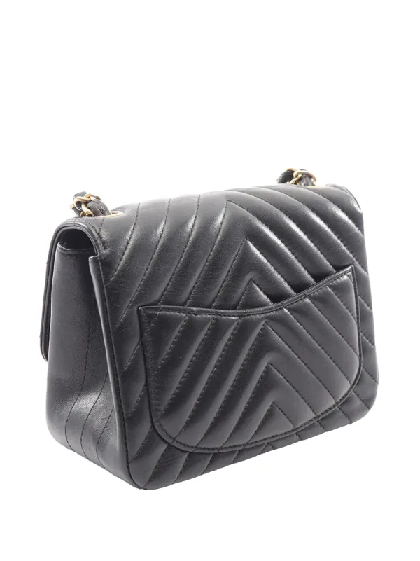 CHANEL Pre-Owned 2019 Mini Square Classic Chevron Lambskin Single