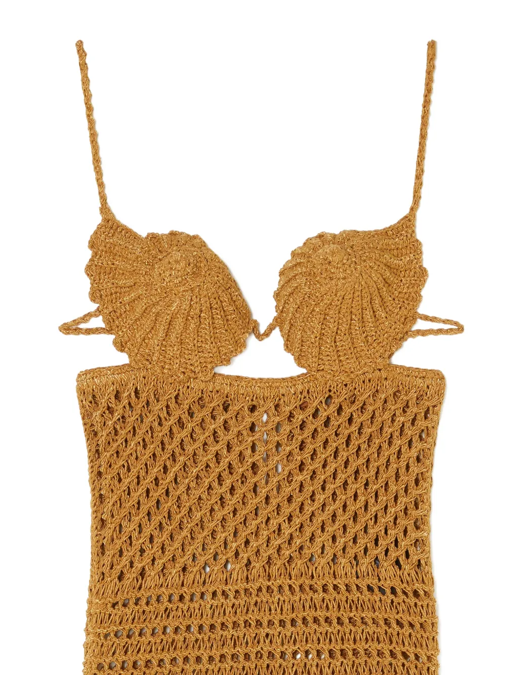 Alanui The Sound Of The Sea shell gehaakte opengebreide maxi-jurk Bruin