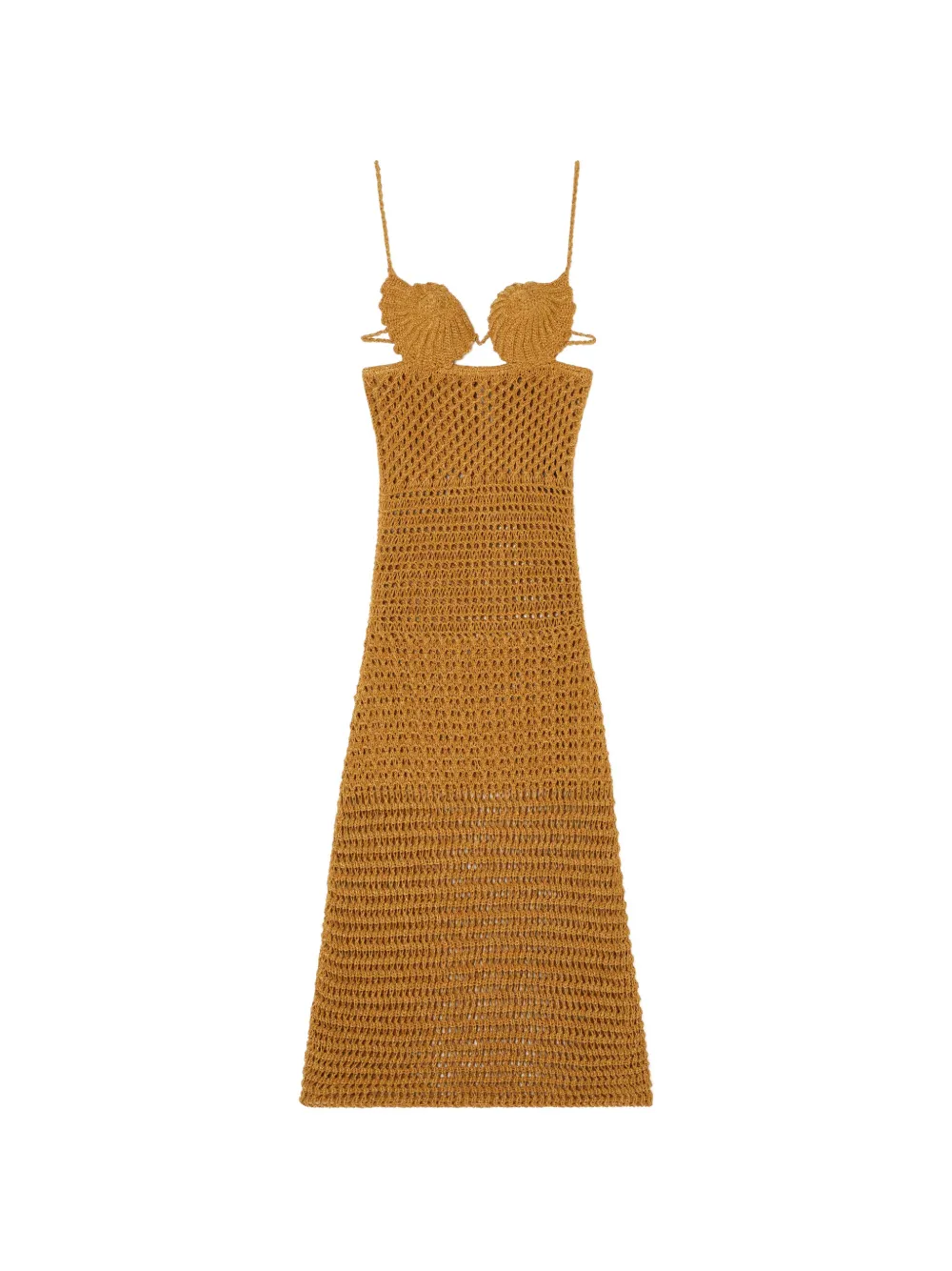 Alanui The Sound Of The Sea shell-crochet open-knit maxi dress - Marrone