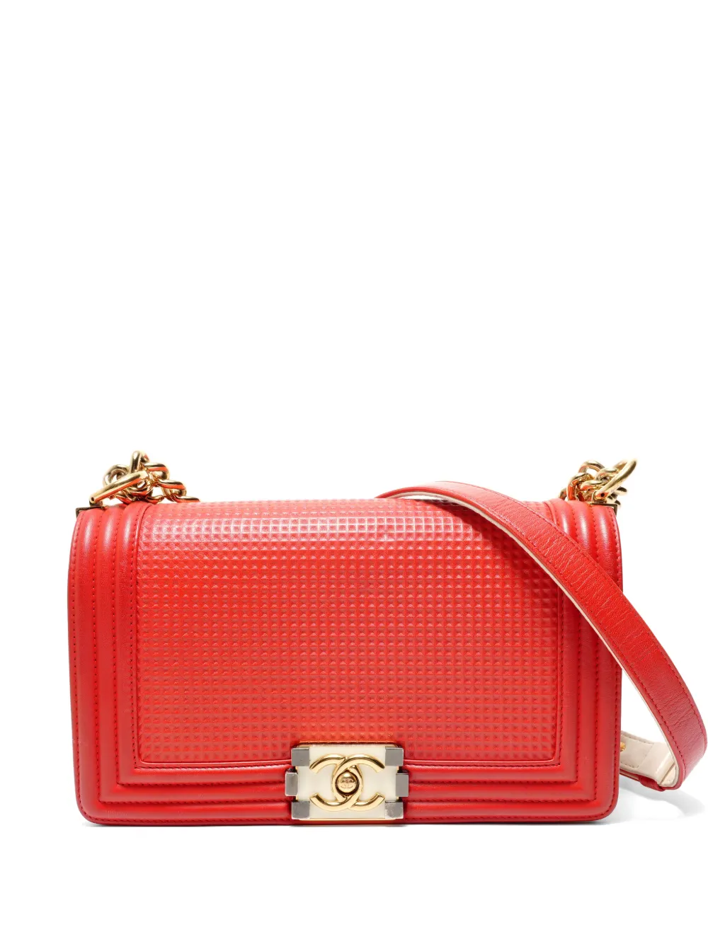 Pre-owned Chanel 2012-2013 Boy Flap Shoulder Bag In Red