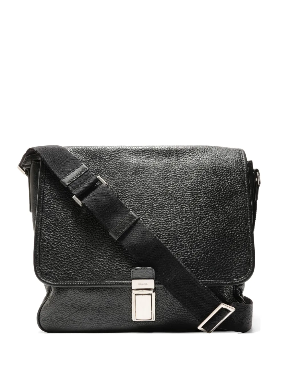 Pre-owned Prada Flapped Leather Shoulder Bag In Black
