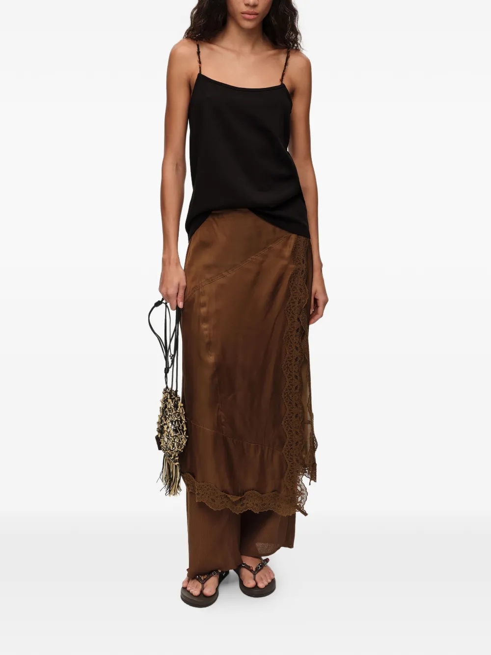 BIMBA Y LOLA Asymmetrische skort met kanten afwerking Bruin