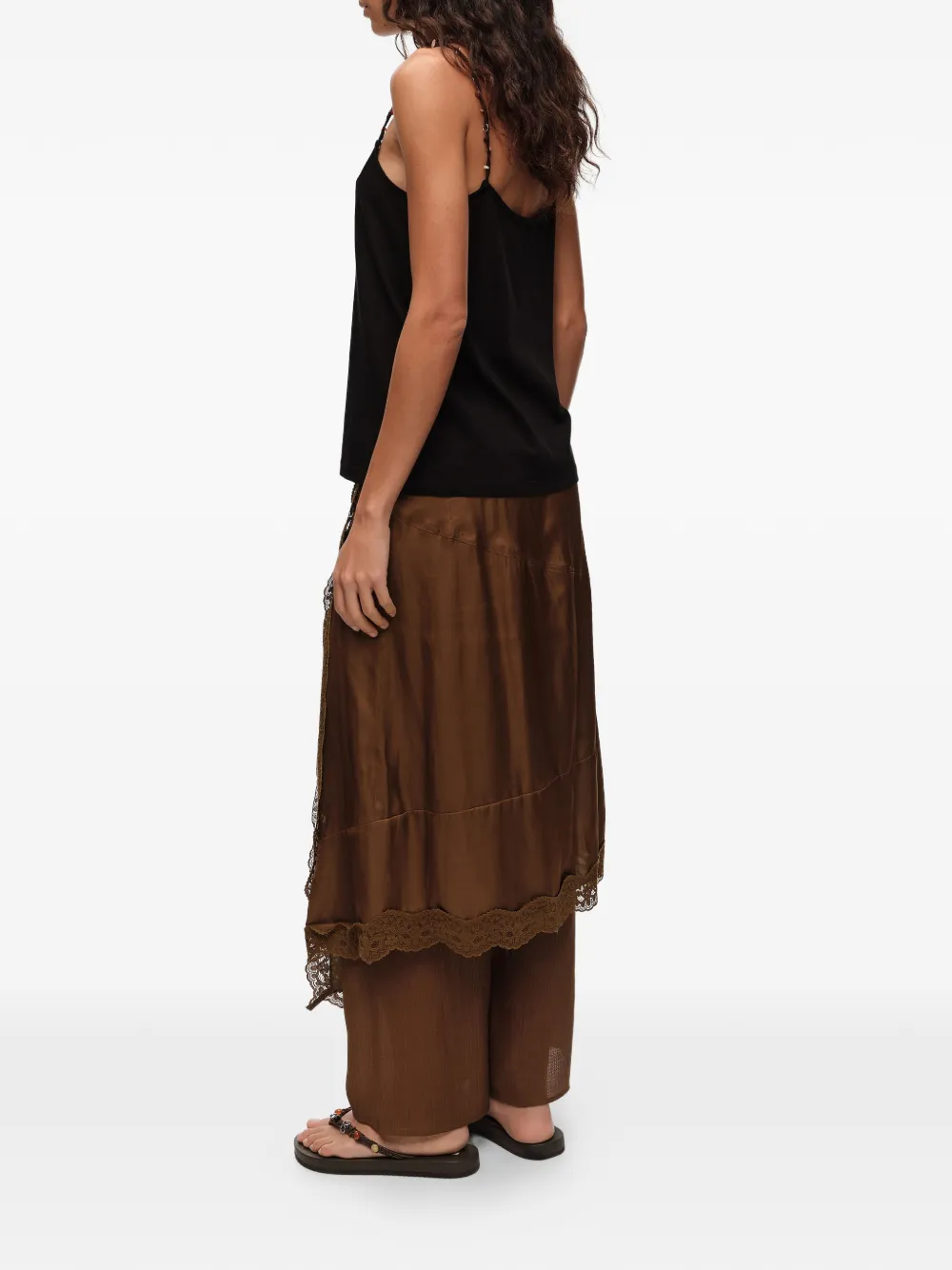 BIMBA Y LOLA Asymmetrische skort met kanten afwerking Bruin