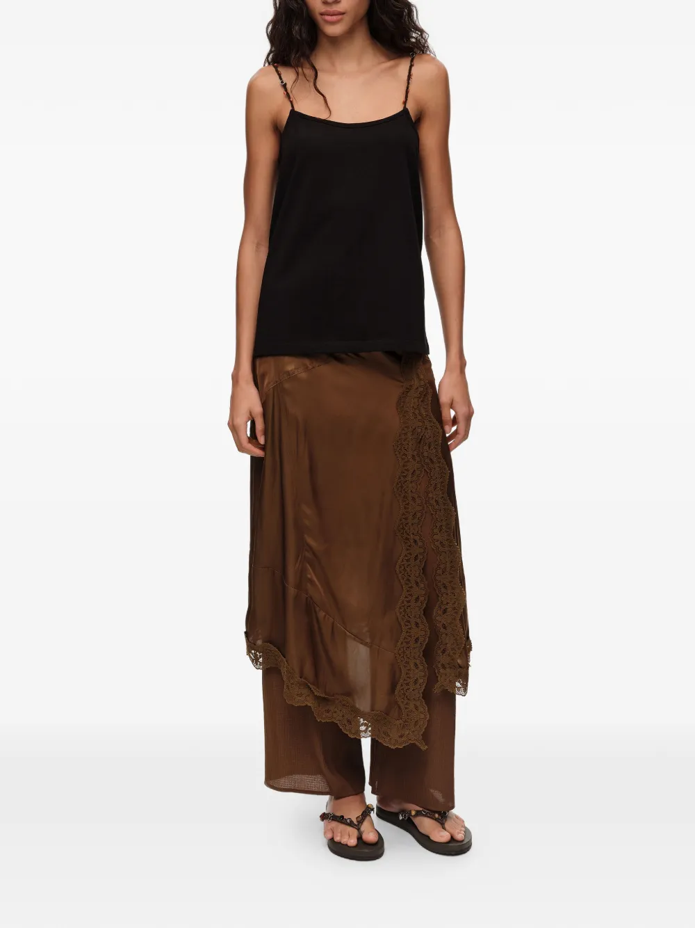 BIMBA Y LOLA Asymmetrische skort met kanten afwerking Bruin