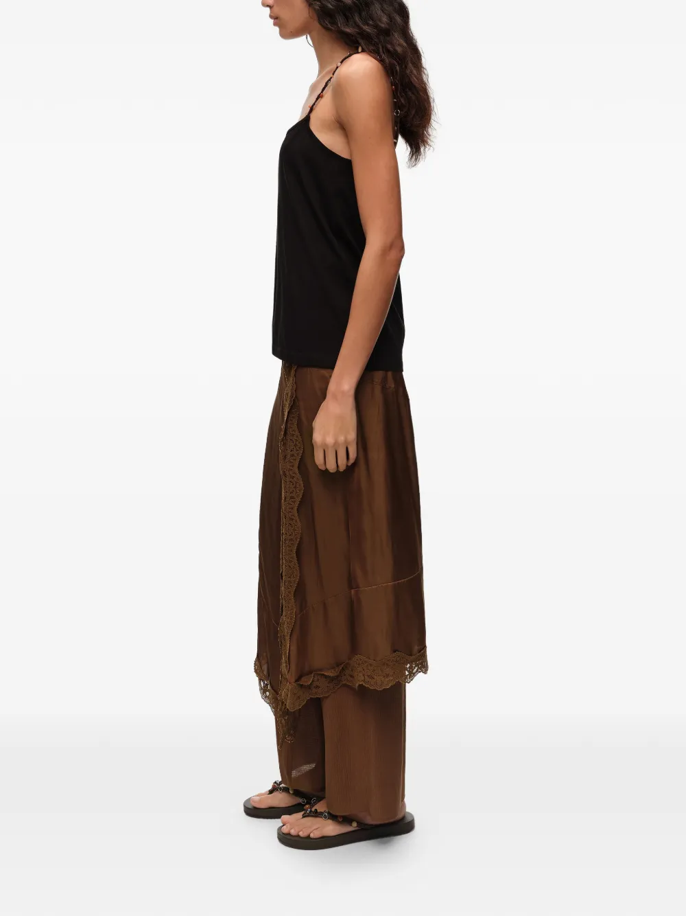 BIMBA Y LOLA Asymmetrische skort met kanten afwerking Bruin