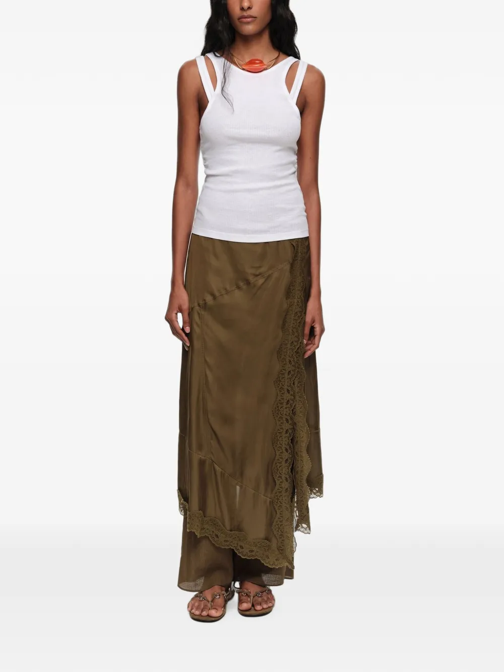 BIMBA Y LOLA lace-trim asymmetric skort trousers