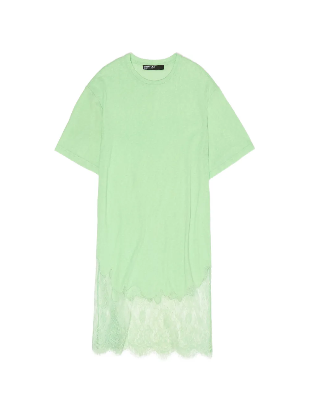 Bimba y Lola lace-trim scalloped-hem mini T-shirt dress - Green