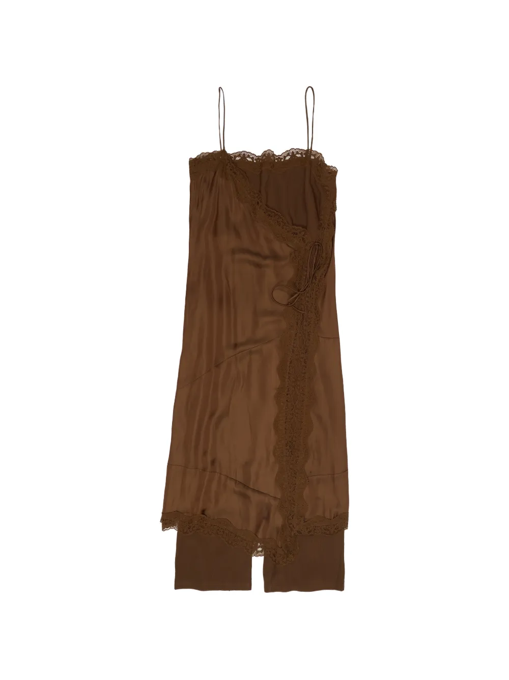 Bimba y Lola lace-trim skirt-trouser hybrid maxi wrap dress - Brown