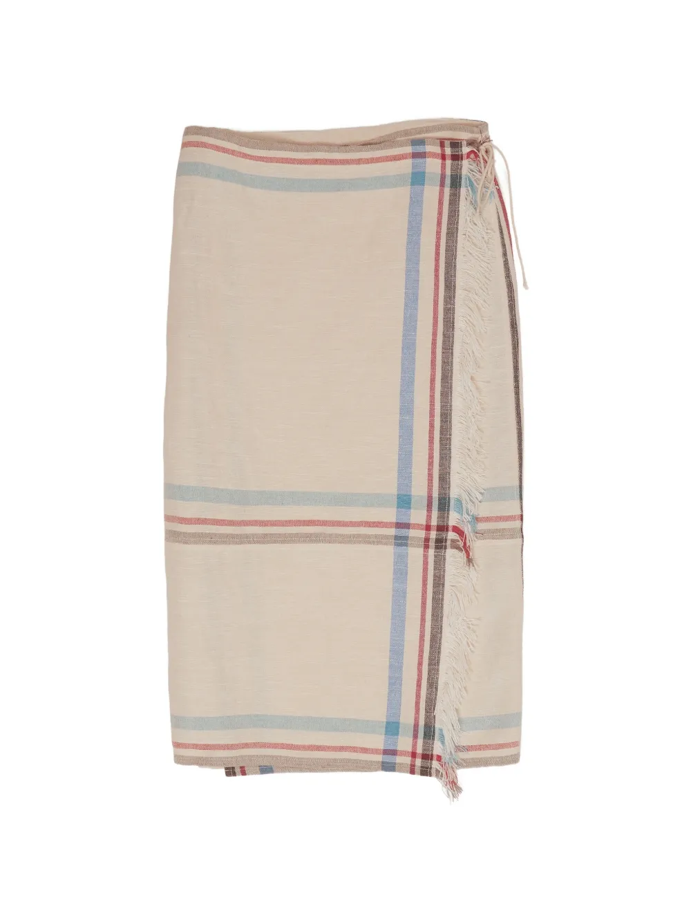 Bimba y Lola Karierter Midirock mit Fransen - Nude