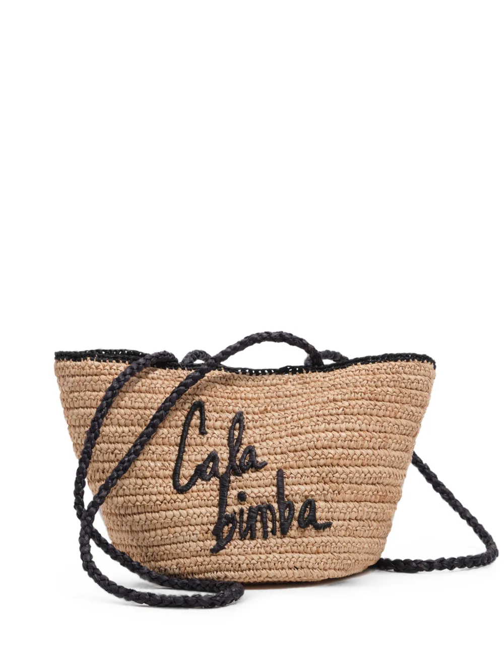 Bimba y Lola small logo-embroidered woven shoulder bag - Neutrals